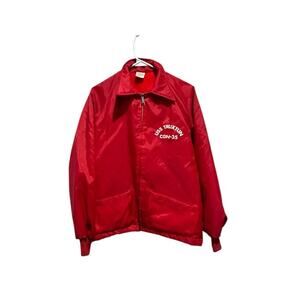 Vintage Ebert 1980's Red Windbreaker USS TRUXTUN CGN-35 Cruiser US Navy Sz S
